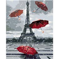 Maľovanie podľa čísel – Eiffelovka a dáždniky, 40 × 50 cm, napnuté plátno na rám - Maľovanie podľa čísel