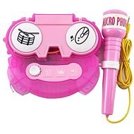 Elemes karaoke mikrofon, rózsaszín, műanyag, világítással a dobozban 24x21x5,5 cm - Gyerek mikrofon