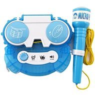 Karaoke mikrofon, kék, műanyag, világítással, dobozban 24x21x5,5 cm - Gyerek mikrofon