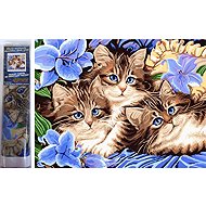 NORIMPEX Three kittens in flowers 30 × 40 cm - Diamond Painting