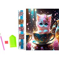 NORIMPEX Cat in a teacup 23 × 30 cm - Diamond Painting