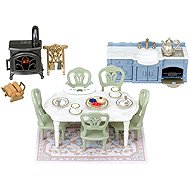 Sylvanian Families Furniture - Elegant Dining Room with Fireplace - Figure