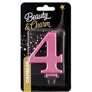 GoDan Cake candle numerals pink metallic 8 cm, 4 - Candle