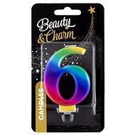 GoDan Metallic cake candle, rainbow 8 cm, 6 - Candle