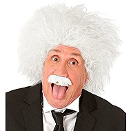 Widmann White Einstein wig with moustache - Wig