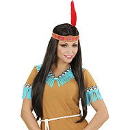 Widmann Indian wig with headband with feather - Wig