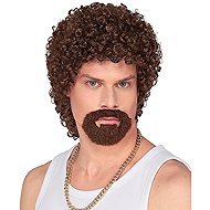 Widmann Brown men's curly wig with beard - Wig