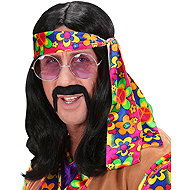 Widmann Men's long black hippie wig - Wig