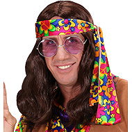 Widmann Men's hippie brown long wig - Wig