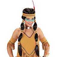 Widmann Black Indian wig with ponytails and headband - Wig