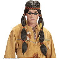 Widmann Black Indian wig with ponytails and headband - Wig
