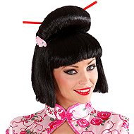 Widmann Geisha wig with flower and sticks - Wig