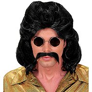 Widmann Men's retro black wig with moustache - Wig