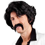 Boland Wig with moustache black retro - Wig