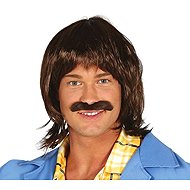 GUIRCA Men's brown wig with bangs and moustache - Wig