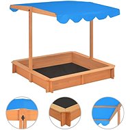 SHUMEE Sandpit with adjustable canopy 115 × 115 × 115 cm, fir wood - Sandpit