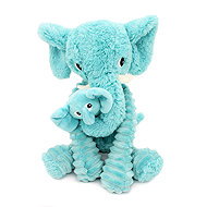 Les Déglingos Plush Elephant, mother and baby, blue - Soft Toy