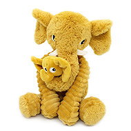 Les Déglingos Plush Elephant, mom and baby, mustard - Soft Toy