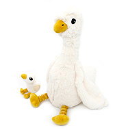 Les Déglingos Plush goose, mother and baby, white - Soft Toy