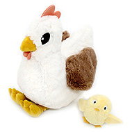 Les Déglingos Plush hen, mother and baby, white - Soft Toy