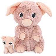 Les Déglingos Plush pig, mother and baby, pink - Soft Toy