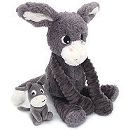 Les Déglingos Plush donkey, mother and baby, grey - Soft Toy