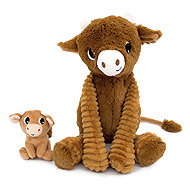 Les Déglingos Plush cow, mom and baby, brown - Soft Toy