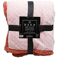 Home Elements Flannel blanket with lamb, pink with polka dots - Blanket