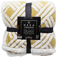 Home Elements Blanket with lamb, jacquard geometric pattern, yellow - Blanket