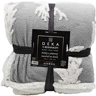 Home Elements Blanket with lamb, jacquard winter pattern, light grey - Blanket