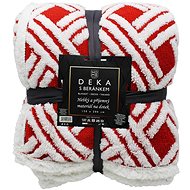 Home Elements Blanket with lamb, jacquard geometric pattern, red - Blanket