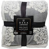 Home Elements Deka s beránkem, jacquard vzor Růže, světle šedá  - Deka