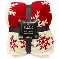 Home Elements Deka s beránkem, jacquard zimní vzory, bíločervená - Deka