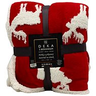 Home Elements Blanket with lamb, jacquard pattern Los, red and white - Blanket