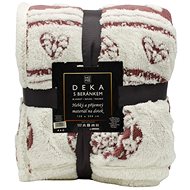 Home Elements Deka s beránkem, jacquard vzory Srdíčka, červenobílá - Deka