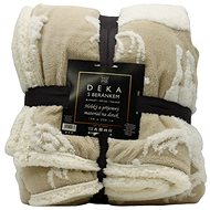Home Elements Blanket with lamb, jacquard winter pattern, beige - Blanket