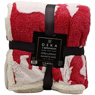 Home Elements Blanket with lamb, jacquard polar bears pattern, red and white - Blanket