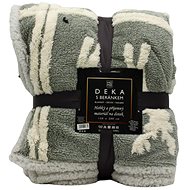 Home Elements Blanket with lamb, jacquard winter pattern, grey - Blanket