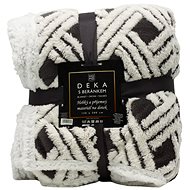 Home Elements Deka s beránkem, jacquard geometrický vzor, tmavěhnědá - Deka