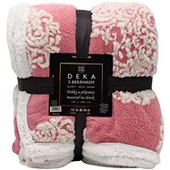 Home Elements Deka s beránkem, jacquard vzor Květiny, růžová - Deka