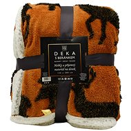 Home Elements Blanket with lamb, jacquard winter pattern, orange - Blanket
