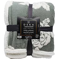 Home Elements Blanket with lamb, jacquard pattern Rose, green-grey - Blanket