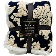 Home Elements Blanket with lamb, jacquard pattern Flowers, black - Blanket