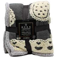 Home Elements Blanket with lamb, jacquard pattern, Heart, dark grey - Blanket
