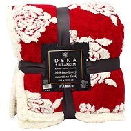 Home Elements Blanket with lamb, jacquard with rose pattern, red - Blanket