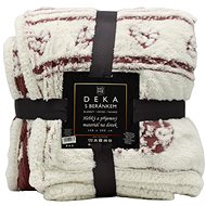Home Elements Deka s beránkem, jacquard vzor Srdíčka, červenobílá - Deka