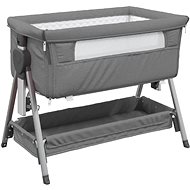 Shumee Crib with mattress and storage dark grey linen fabric - Cot