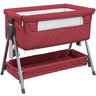 Shumee Crib with mattress and storage red linen fabric - Cot