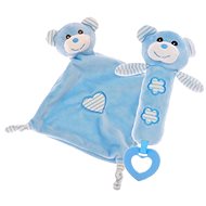 Blue Teddy Bear - Rattle + Comforter - Baby Sleeping Toy