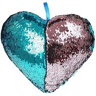 Heart-shaped Pillow with Blue Sequins - Pillow